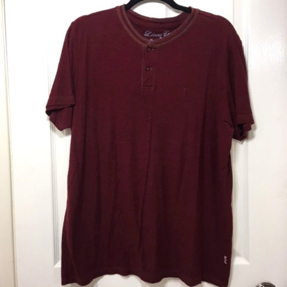 NWOT, English Laundry, Men, Y-Neck style Tee shirt, short sleeve, Maroon Red, L - Picture 1 of 9